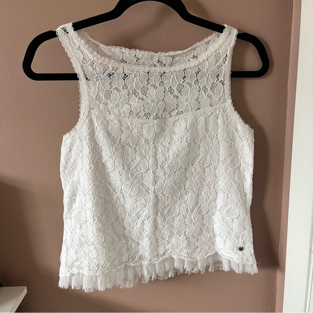 Y2K Abercrombie & Fitch White Lace Tank Top